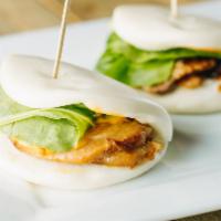 Chashu Bun (2) · Steamed buns, grilled pork belly, special sauce, and iceberg lettuce.