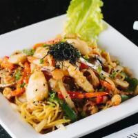 Seafood Yakisoba · Scallop, shrimp, crawfish, calamari, vegetables, and yakisoba noodle, sauteed with house yak...