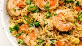 Shrimp & Rice With My Secret Sauce On Top · Comes with two slices of French garlic bread.