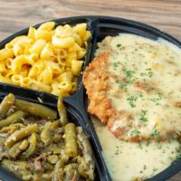 Chicken Fried Steak Platter · Served with your choice of two sides, Texas Toast and Alfredo Gravy.