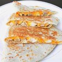 Grilled Chicken Quesadila · Flour tortilla with Cheddar cheese and grilled chicken.