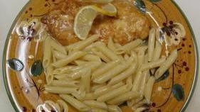 Chicken Picatta · Chicken breast sautéed in a lemon white wine sauce with capers.