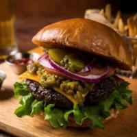 Hatch Chili Burger · 1/2 lb. Diced green chile from Hatch, nm with American cheese. Made from a selected blend of...