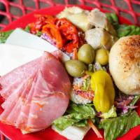 Italian Chef (Half) · Big house salad with salami, capicola, provolone, olives, house-roasted red peppers, and mar...