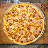 Fierce Hawaiian Pizza · Pineapples, ham and mozzarella cheese baked on a hand-tossed dough