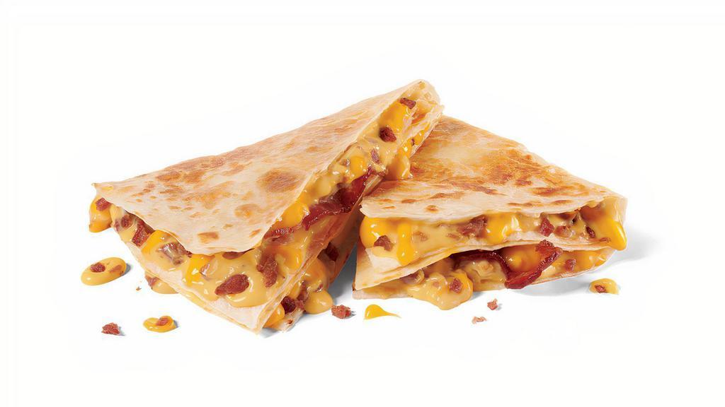 Bacon Cheddar Jack-A-Dilla · Your taste buds are in for a thrilla with the new Bacon Cheddar Jack-A-Dilla. It’s a perfectly folded and grilled tortilla snack filled with melty cheddar cheese, hickory smoked bacon, bacon crumbles, and cheese sauce that will make you forget that “thrilla” technically does not rhyme with “dilla.”
