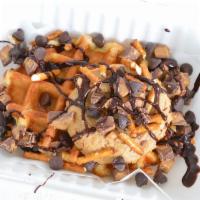 Peanut Butter Pretzel Dream · Toasted Belgian waffle with peanut butter icing, reese’s peanut butter cups, pretzel sticks,...