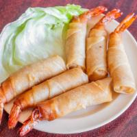 	Firecracker Shrimp (6 Pcs)  /   Chả Giò Cuốn Tô    · Six Vietnamese style Firecracker shrimp served with sweet & sour sauce (nước chấm)