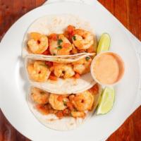 3 Tacos De Camaron · 3 shrimp tacos.