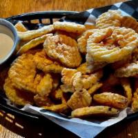 *New! Fried Pickle Chips. · A heaping serving of hand battered and deep fried dill pickle slices - served w/ house-made ...