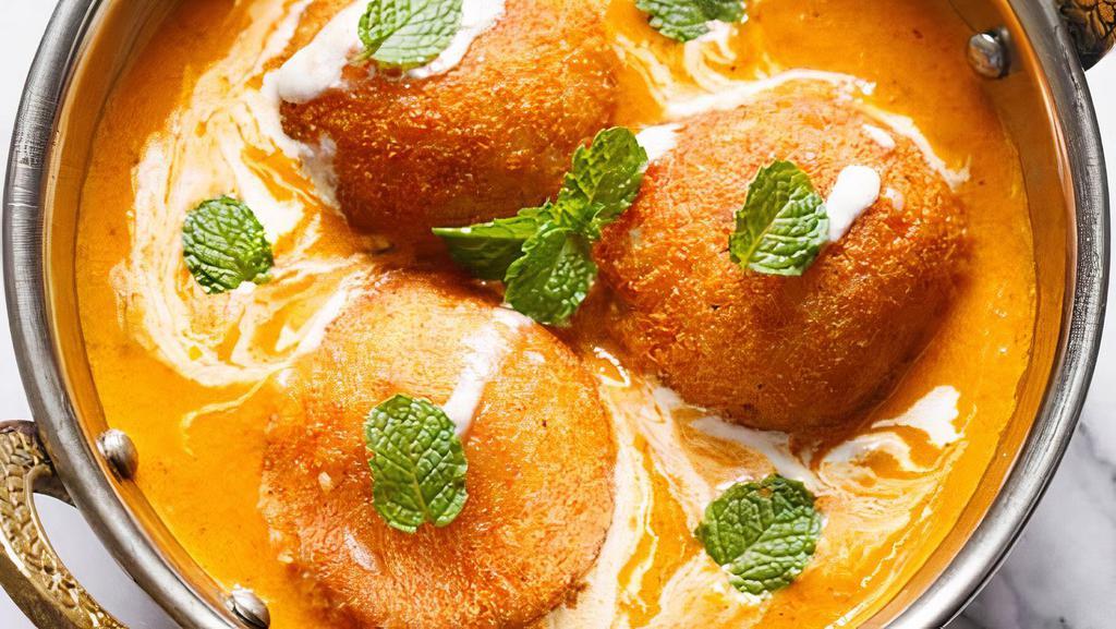 Makhmali Malai Kofta · Allergy warning: Contain milk products and nuts. Vegetables and cheese dumplings served in a mild cashew and almond sauce – GUJARAT