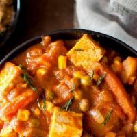 Vegetable Vindaloo · Vegan: Mixed vegies cooked in spicy tangy curry sauce. A Goan Delicacy