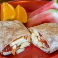 Elvis · PB&J with sliced bananas and agave nectar on your choice of bread/wrap.