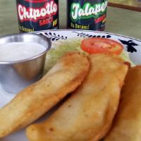 Quesadillas (Most Popular Df Style) · Three small Mexico city's style deep fry quesadillas. All hand made with fresh corn masa mix...