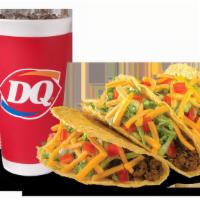 3 Texas T-Brand Tacos® Combo · Three tacos packed with beef, shredded cheese, crisp lettuce, and ripe tomatoes and served w...