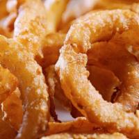 Onion Rings · Thick cut hand breaded.