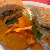 Chief Sandwich · Turkey ham, panela or Chihuahua cheese with garlic mayonnaise, vegetables served with sweet ...