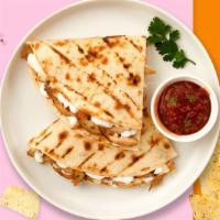 Maria Chicharron Quesadilla · Crispy chicharron cooked in a spicy red sauce wrapped with cheese in your choice of tortilla.