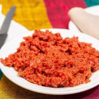 Kitfo · Ethiopian style steak tartar, * seasoned to a rich flavor with special blend of spices, spic...