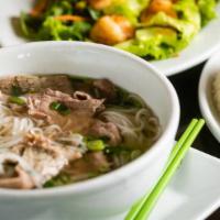 Beef Pho · Rice noodle topped with thinly sliced eye of round beef in savory beef broth.