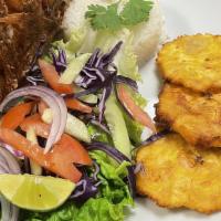 Huachinango Frito · Deep fried whole red snapper. Served with white rice, romaine salad and tostones.