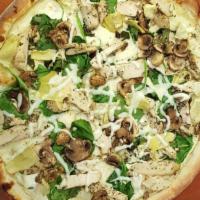 Florentine · ricotta, roasted chicken, spinach, artichoke, mushroom, mozzarella