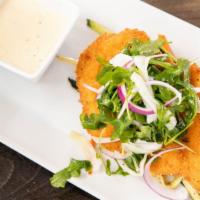 Milanese · parmesan crusted, lemon, extra virgin olive oil, dressed baby arugula, fennel, red onions. P...