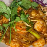 Famous Pad Thai · Fresh rice noodle with egg, carrot, scallion, bean sprout in our famous pad Thai sauce with ...