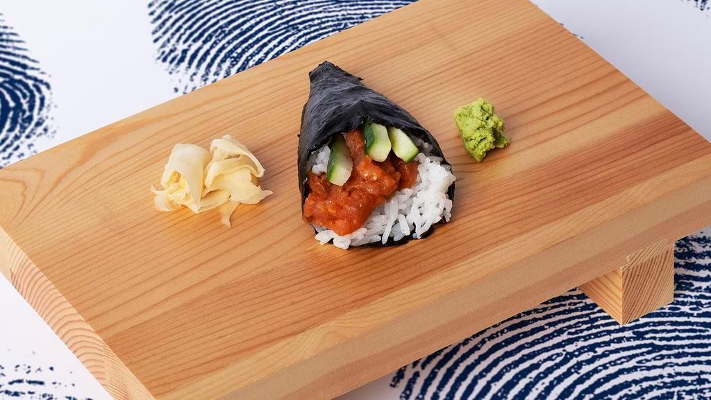 Spicy Tuna Hand Roll · Spicy tuna and sushi rice wrapped in nori.