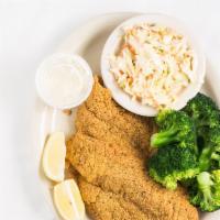 Fried Catfish · Two fillets, grilled with our own Cajun, and fried to a golden brown.