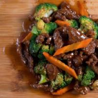 Beef With Broccoli · Served with a side of steamed rice.
