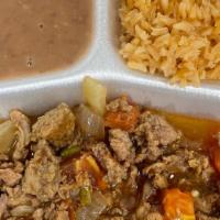 2 Meats, Beans & Rice · 2 Meat/Protein Items of your choice and included in plate are rice, beans and 3 tortillas of...