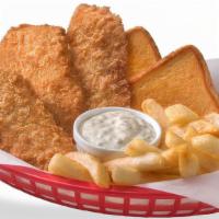 Fish Strip County Basket · Crispy fish made to order, with a side item of your choice and texas toast. includes tarter ...