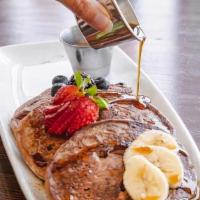 Flapjacks · Three gluten-free flapjacks served with fruit & maple syrup. Sunflower seed butter upon requ...