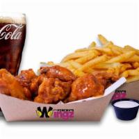 3 Pieces  · 3 Crispy Tender with one flavor, regular fries or veggies sticks, one dip and one 20 oz drink