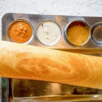 Dosa · A thin crepe made from batter consisting of lentils and rice.