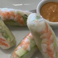 Spring Rolls (4) · Choice of chicken, shrimp, or veggies rolls wrapped with vermicelli noodles, lettuce, carrot...