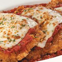 Individual Chicken Parmigiana · Breaded chicken breast topped with our homemade marinara sauce, mozzarella and garnished wit...