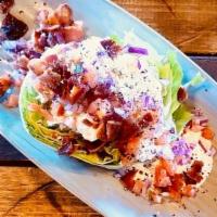 Wedge Salad · Iceburg Wedge, Bacon, Red Onion, Blue Cheese Dressing