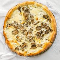 Shrooms Pie · Garlic oil, whipped house ricotta, house mozzarella, smoked mozz, crimini mushrooms, truffle...