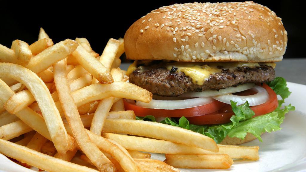 Chub'S Old Fashioned Burger · Chub's signature hamburger patty topped with all the fixins mustard, onion, pickle, lettuce, and tomato.

Consuming Raw or undercooked meats, poultry, seafood, shellfish or egg may increase your risk of foodborne illness. especially if you have certain medical conditions.