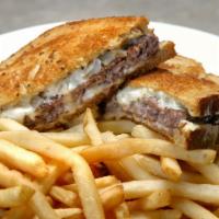 Good 0L' Patty Melt Signature Sandwich · Chub's signature hamburger patty topped with swiss cheese and grilled onions melted between ...