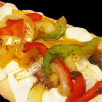 Jk’S Cheese Steak · Roast beef piled high on a French roll, onions, bell peppers, and Swiss cheese, with au ju o...