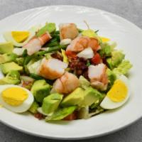 Gigi Salad · Shrimp, green beans, tomato, onion, bacon, iceberg lettuce, roasted pepper, egg, and avocado...