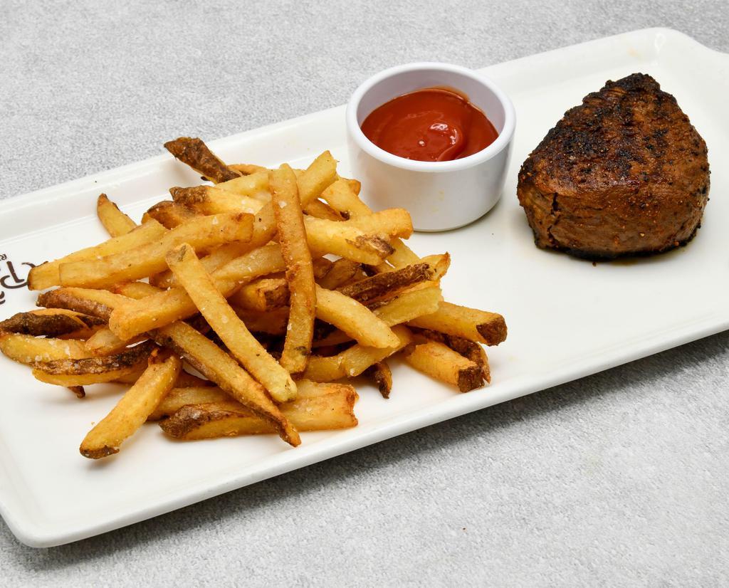 Kid Steak · 6 oz filet served with french fries.