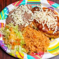 Chiles Rellenos · with rice, beans and choice of corn or flour tortillas