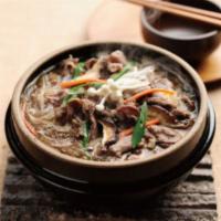 Thukbaegi-Bulgogi (Hot Pot Bulgogi) · This dish is a Korean delicacy made with thinly sliced angus beef, which is marinated in a s...
