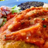 Chile Relleno · Roasted poblano pepper stuffed with jackfruit in a chipotle sauce with fresh pico de gallo. ...