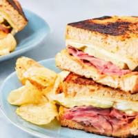Ham And Cheese Grilled Cheese · Savory ham and melted cheddar between two slices of buttery grilled bread.