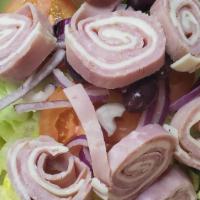 Chef’S Salad · Rolled ham, salami, capicola, provolone, tomatoes, cucumber, onions, black olive, and pepper...